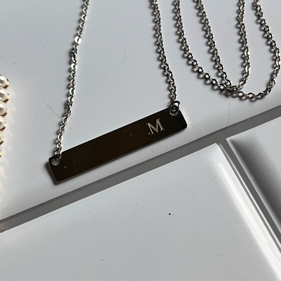 Initial M Jewelry - Sugarfix Pearl M - Rhinestone M Stretch - Silver Tone M Bar - Picture 7 of 9